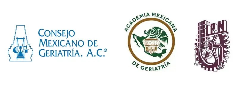 Logos de Consejo mexicano de geriatria y academia mexicana de geriatria